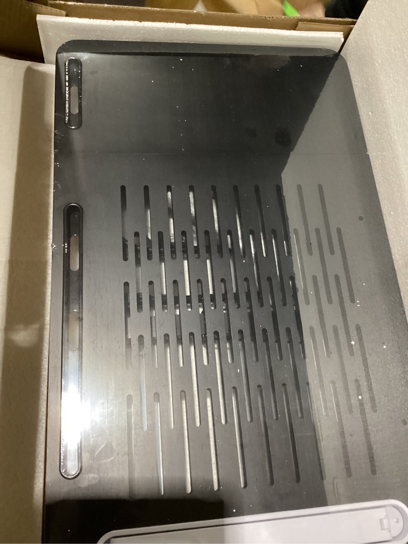 Condition photo showing New/Like New for Extra Large Adjustable Foldable Laptop Desk for Bed with Ergonomic Multi-Purpose Portable Desk for Bed, Sofa, or Floor - Ventilated Surface, Sturdy Legs, Book Stand, Tablet Groove, (with Light)