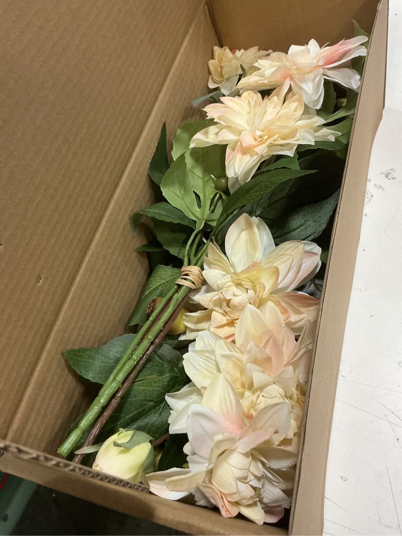 Condition photo showing New/Like New for 2Pcs Artificial Flower Bouquets Decoration, Faux Floral Arrangement Table Centerpiece Home Farmhouse Indoor Decor, Wedding Bride Bouquet, Mixed Fake Flower Picks for Vase/Pot (Cream/Blush/Green)