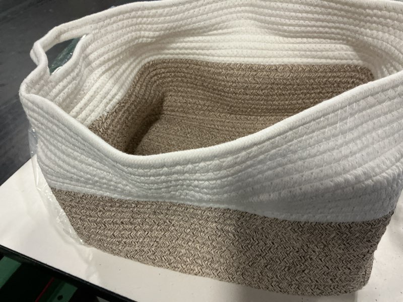 Condition photo showing Good Condition for comfy-homi cotton rope woven basket with handles for shelves,toys,book, cloth storage baskets bin for organizing- 1 pcstoy decorative organizer for living room, bathroom
