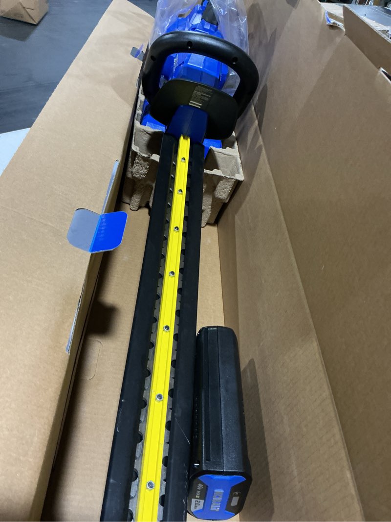 Condition photo showing As Is for kobalt gen4 40-volt 24-in battery hedge trimmer 2 ah (battery and charger included)