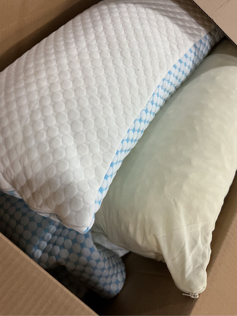 Condition photo showing Good Condition for EASELAND Firm Pillows Shredded Memory Foam with Adjustable Fill - Queen Size Set of 2, Removable Cooling Cover for Hot Sleepers, Cool Bed Pillow for Side Back Stomach Sleepers Queen(Pack of 2)