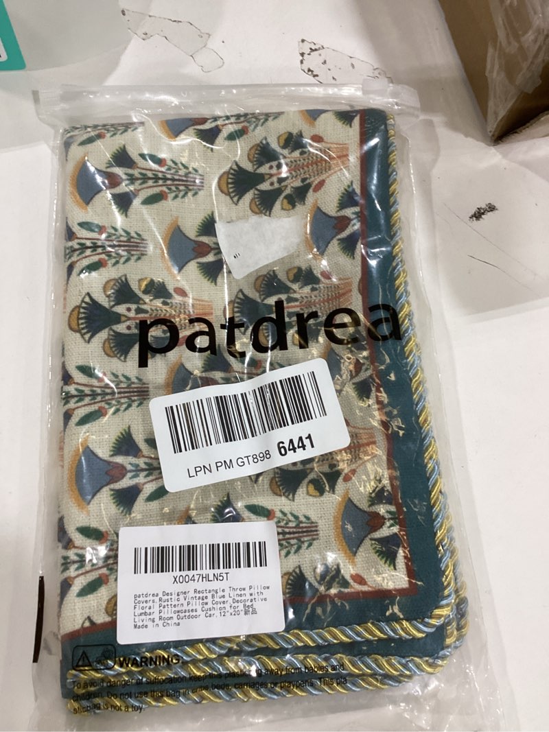 Condition photo showing Good Condition for patdrea designer rectangle throw pillow covers,rustic vintage blue linen with floral pattern pillow cover,decorative lumbar pillowcases cushion for bed living room outdoor car,12"x20" 20" x 12" (pack of 1) wensel d 1