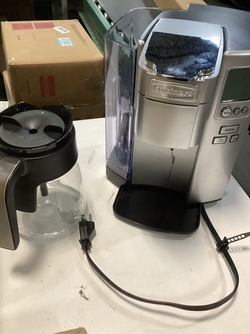 Condition photo showing As Is for Cuisinart Coffee Maker, Single Serve 72-Ounce Reservoir Coffee Machine, Programmable Brewing & Hot Water Dispenser, Stainless Steel, SS-10P1,Silver