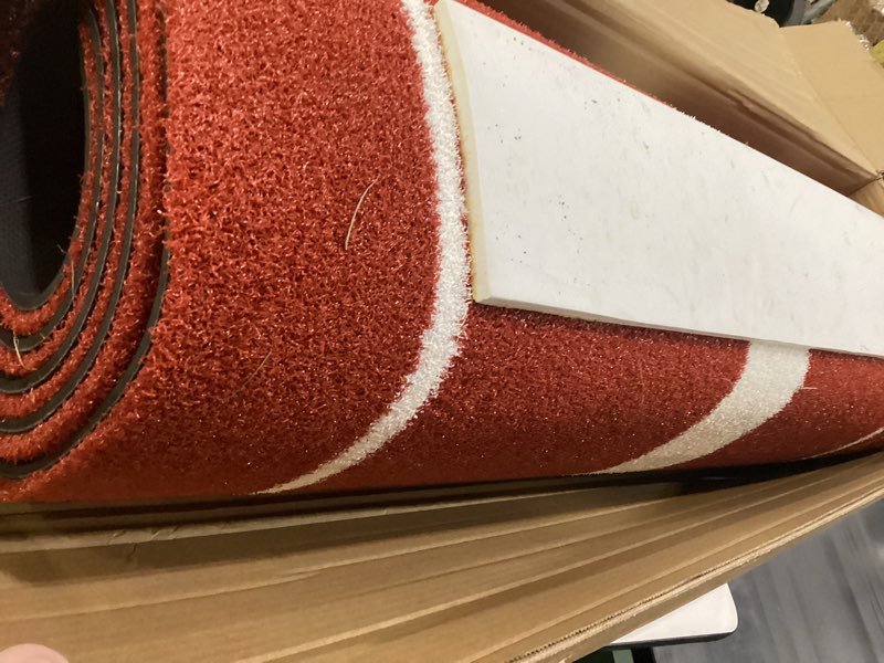 Condition photo showing New/Like New for softball pitching mat, 10' x 3' baseball hitting mat, anti-slip anti-fade pitch practice mat, softball pitching mound for outdoor/indoor red 10'x3'