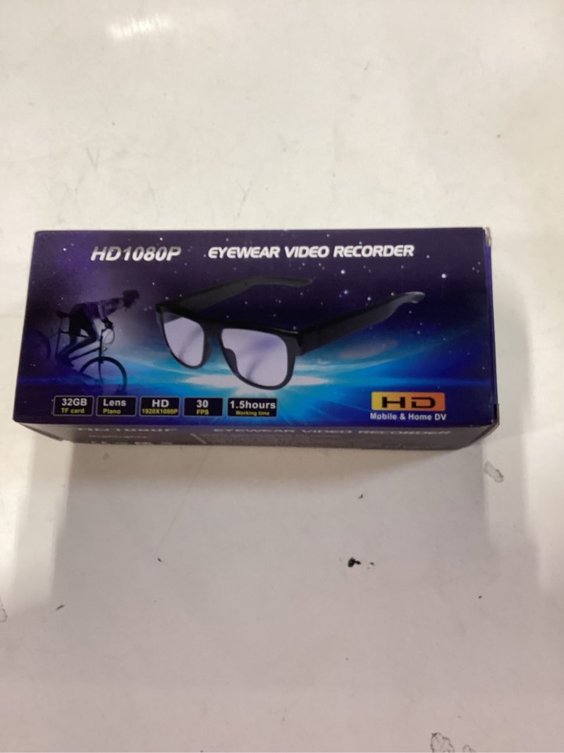 Condition photo showing New/Like New for camera wearable video recording glasses 1080p - outdoor sports camera glasses with 32gb memory card