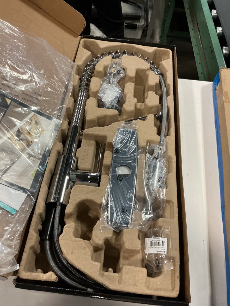 Condition photo showing Good Condition for Kraus KPF-2631CH Single Handle Pull Down Commercial Kitchen Faucet, 21.75 inch, Chrome Chrome 21 3/4 inch Commercial Style