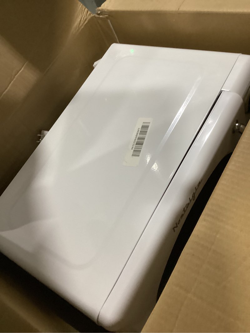 Condition photo showing Good Condition for Nostalgia Retro Microwave Oven - 0.7 Cu Ft, 700-Watt Countertop Size with Glass Turntable, Child Safety Lock, 8 Auto-Cook Programs, Digital Clock - White 0.7 Cu. Ft. White