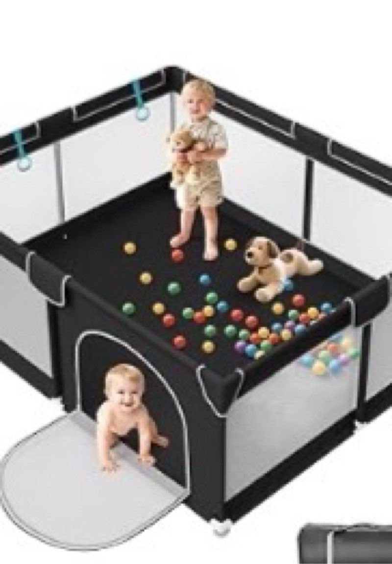 50x50 inch baby playpen - playpen for babies and toddlers, baby play yard for indoor & outdoor, toddler fence play area with skin-friendly fabric and soft breathable mesh, black