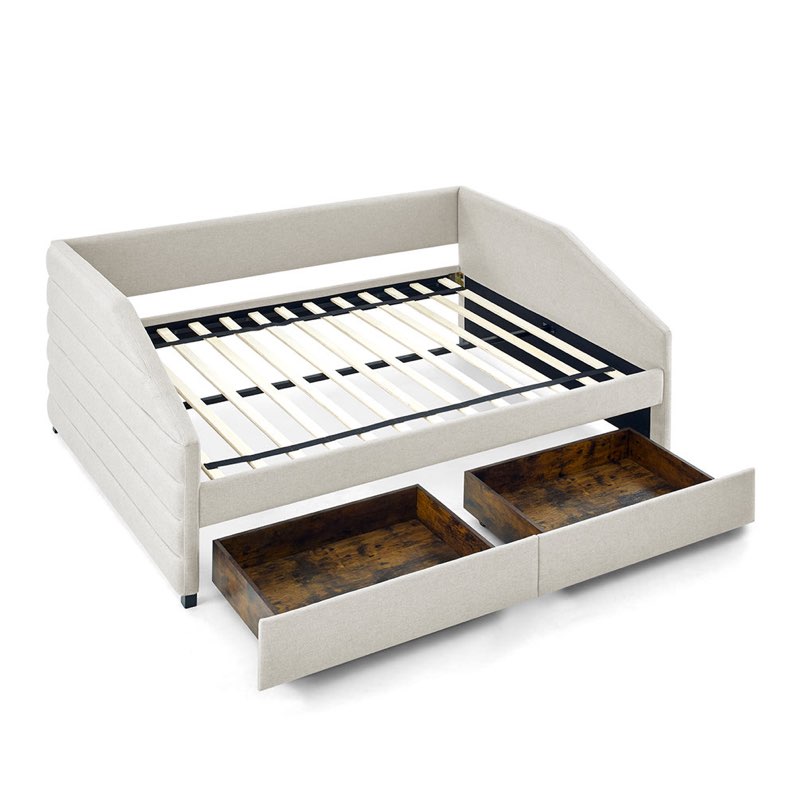 Full Size Daybed with Two Drawers Trundle