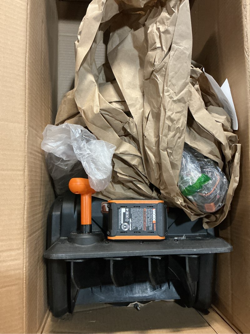 Condition photo showing As Is for WORX Nitro 40V 12'' Cordless Snow Shovel, Electric Snow Thrower for 4-Car Driveway, Snow Removal with Brushless Motor & 2 Speed Control, 2 × 4.0 Ah Batteries and Charger Included, WG460
