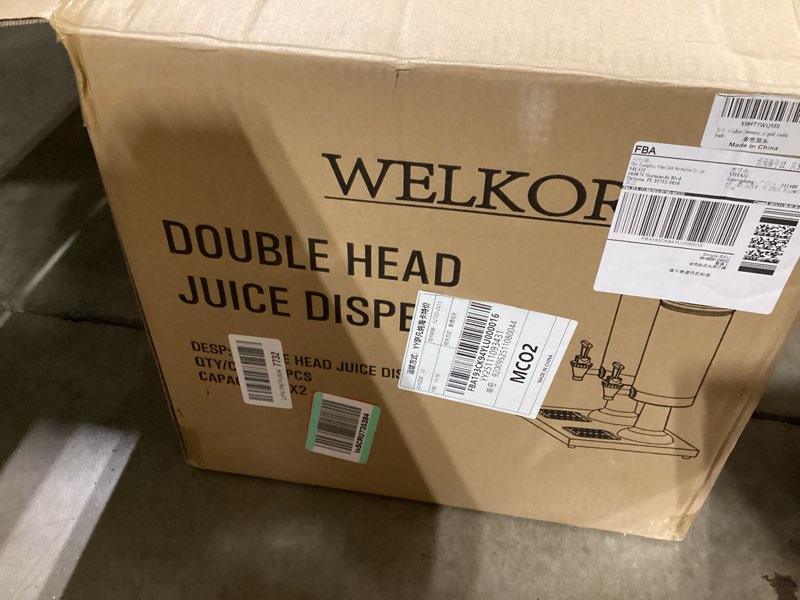 Condition photo showing As Is for 1 gallon commercial beverage dispenser with centre ice core and stand drip trays stainless steel col