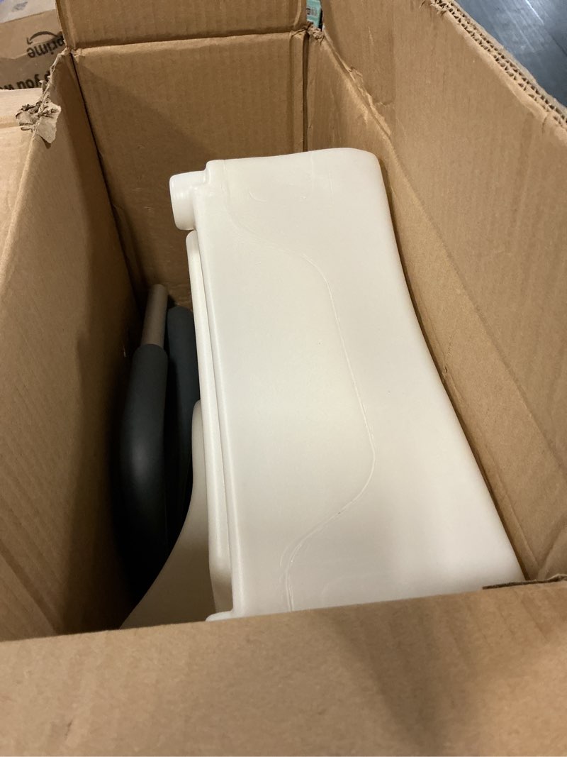 Condition photo showing As Is for dmi hi-riser elevated locking raised toilet seat with armrests  5 inch seat height  supports 250lbs  white