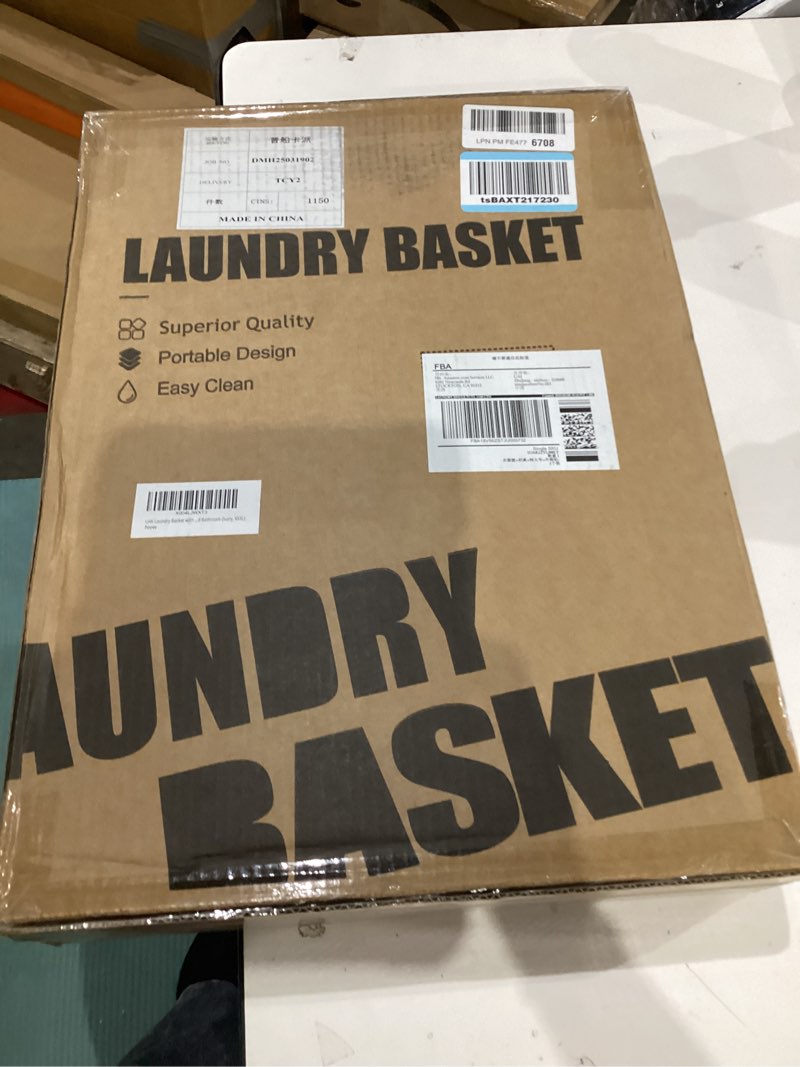 Condition photo showing New/Like New for UAK Plastic Laundry Basket with Wheels & Handle, 67L Heavy Duty Foldable Laundry Hamper – Easy Clean Waterproof Rolling Organizer for Bathroom & Laundry Room, Ivory Ivory XXXL