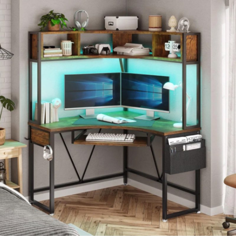 Athelia Corner Metal Base Computer Desk