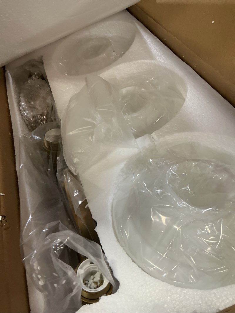 Condition photo showing Good Condition for pathson milk white glass bathroom wall sconce lights, 3-light hardwired wall vanity lamps for living room vintage home decor, e26 base