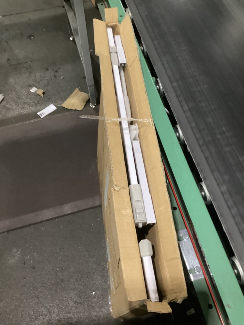 Condition photo showing As Is for innotruth 28.9-42.1" wide baby gate for stairs & doorways, 30" tall pressure mounted dog gates for stairs expandable one-hand open, easy step walk through dual lock metal pet gates for dogs, white white 28.9-42.1" w x 30" h