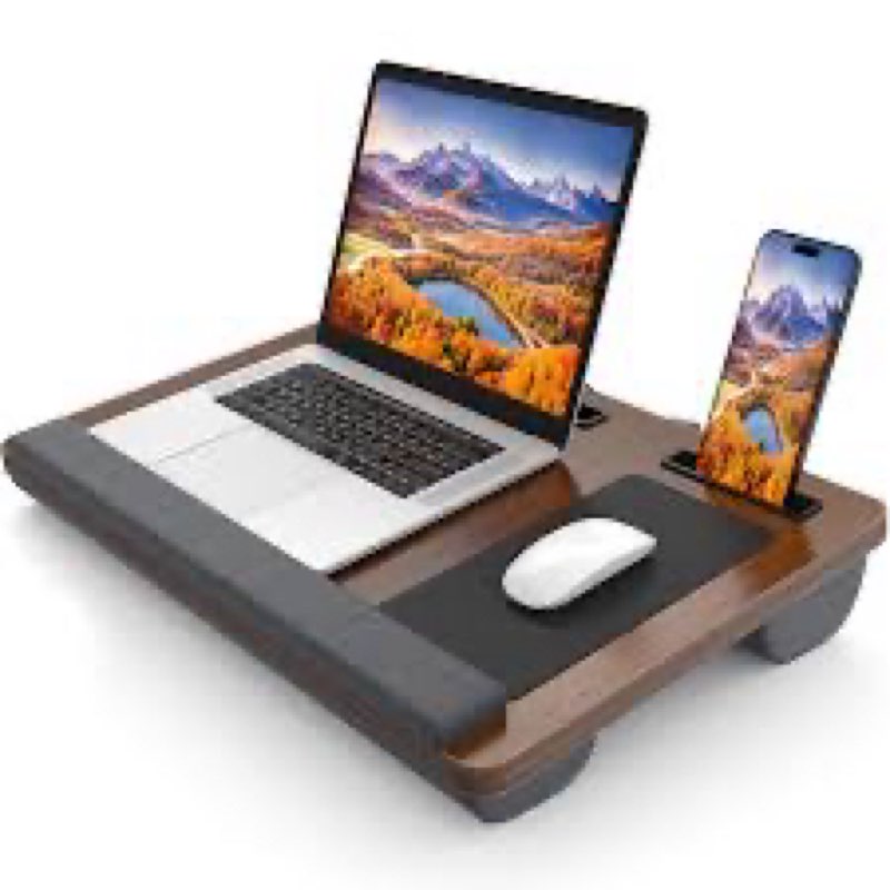 Laptop Lap Desk, Portable Large Laptop Desk for Bed, Up to 17 in Lap Table with Wrist Rest, Mouse Pa