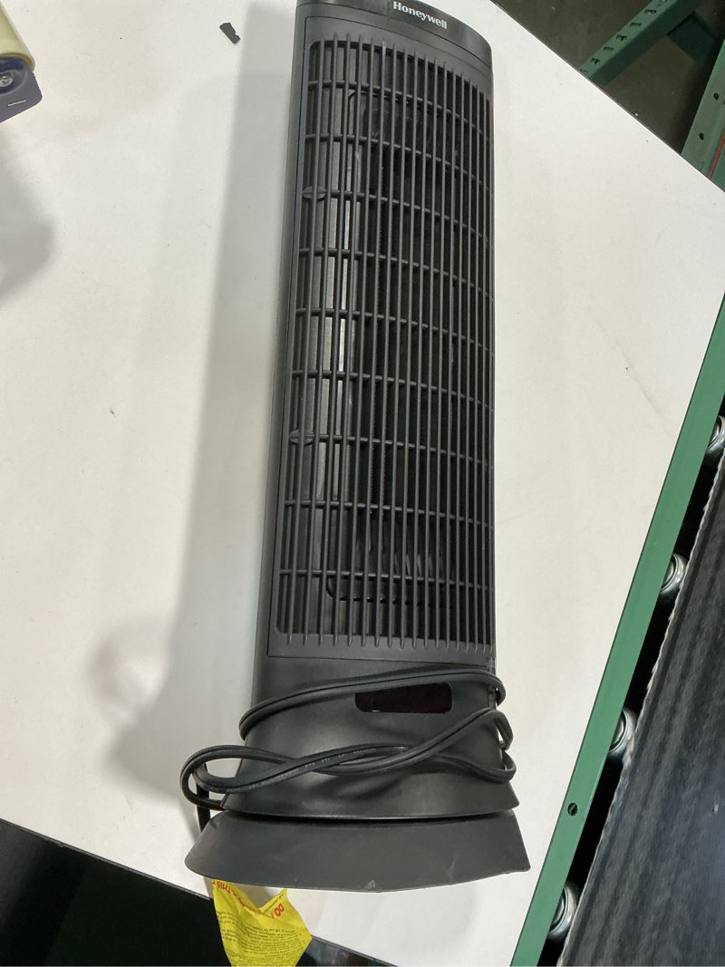 Condition photo showing As Is for Honeywell Safeguard Motion Sensor Ceramic Space Heater, Large Room, Black –Ceramic Heater with Two Heat Settings and Slim Tower Design