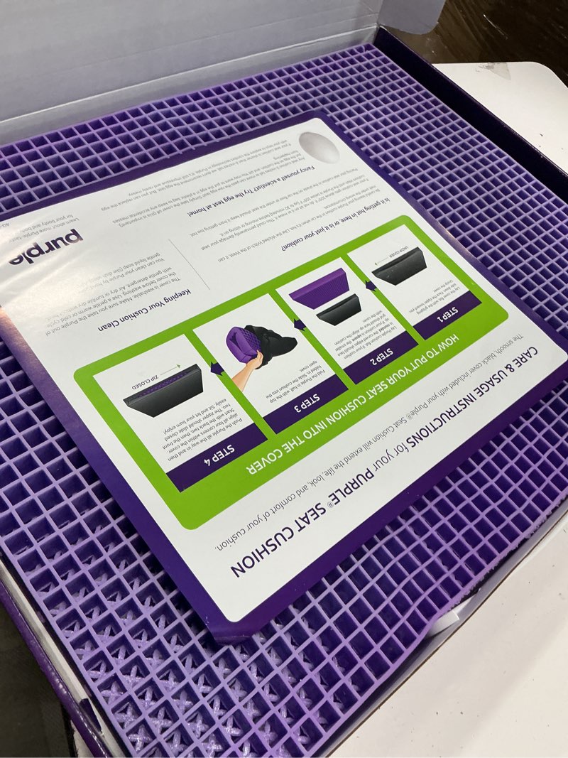 Condition photo showing Good Condition for purple ultimate seat cushion | pressure reducing grid designed for ultimate comfort | designed for gaming | made in the usa
