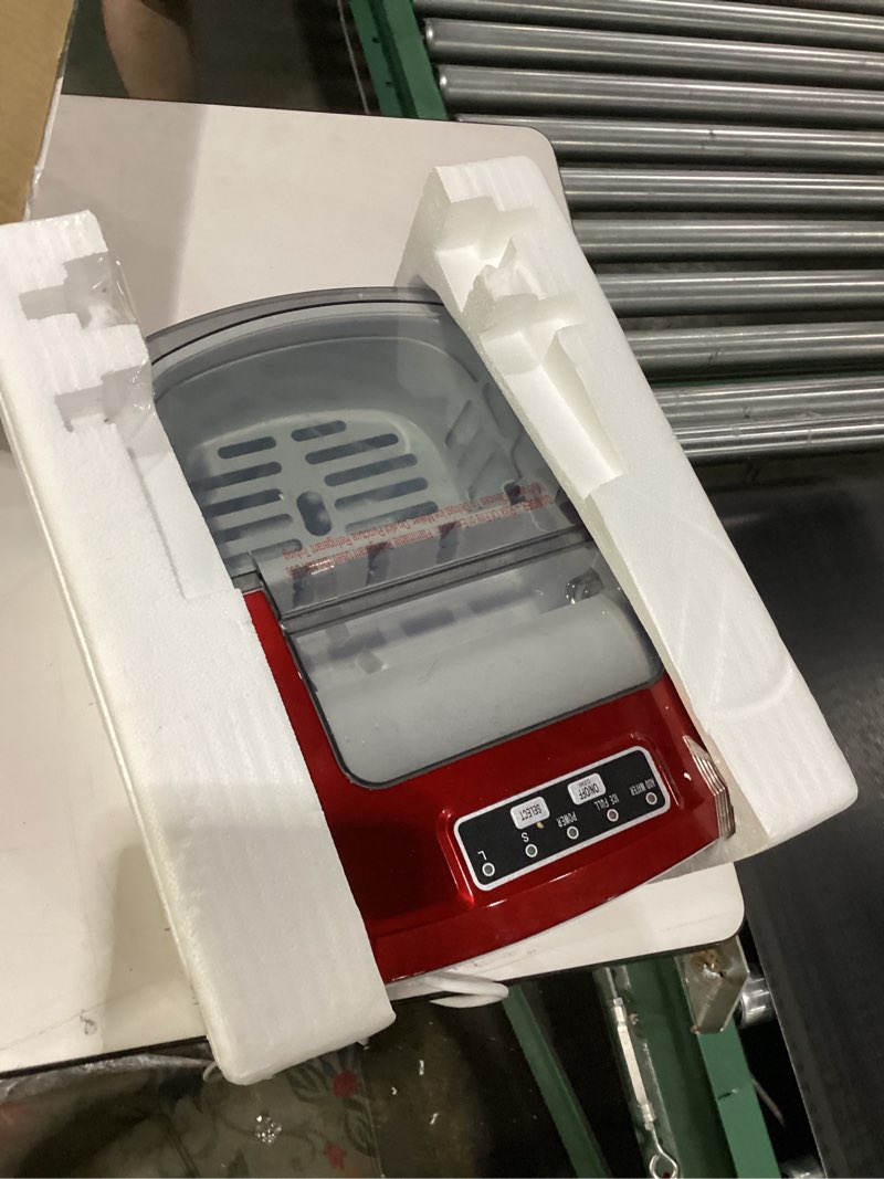 Condition photo showing New/Like New for VIVOHOME Electric Portable Compact Countertop Automatic Ice Cube Maker Machine with Hand Scoop 10 Ice Bags and Self Cleaning Function 27lbs/Day Red 27lbs/Day Red 1