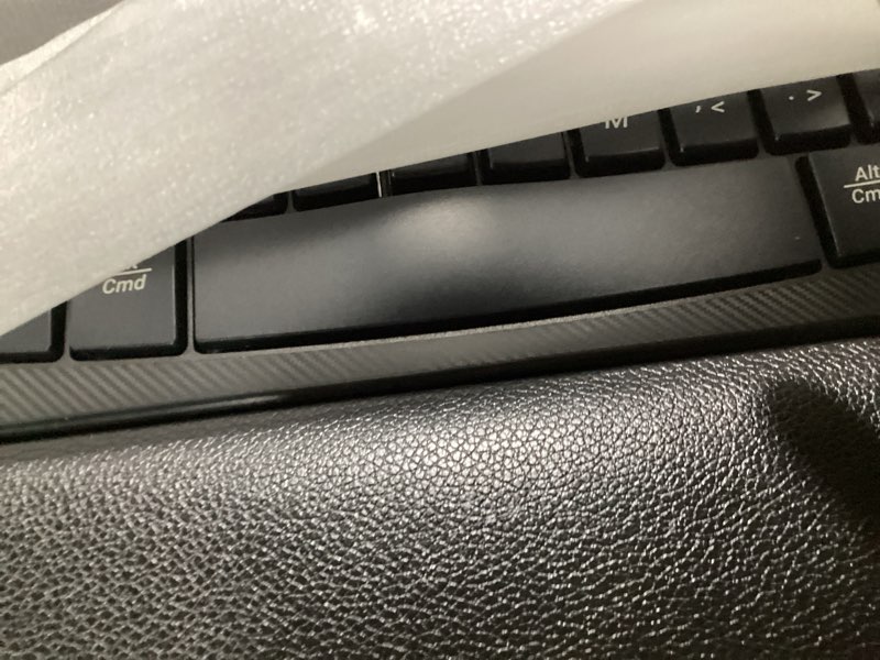 Condition photo showing Good Condition for wireless keyboard and mouse combo, wave keys full-sized ergonomic keyboard with cushioned plam rest, phone holder, comfortable natural typing, 2.4g cordless set for computer, laptop, pc, mac, windows black