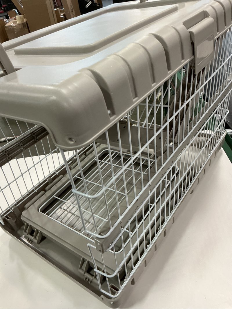 Condition photo showing Good Condition for Foldable Dog Crate for Medium Dogs - 28" L Collapsible Dog Kennel No Tools Required with 4 Sides Steel Cage for Dogs Indoor, Portable Carrier with 2 Smooth Wheels for Travel 28.66 x 19.17 x 22.17 in Beige