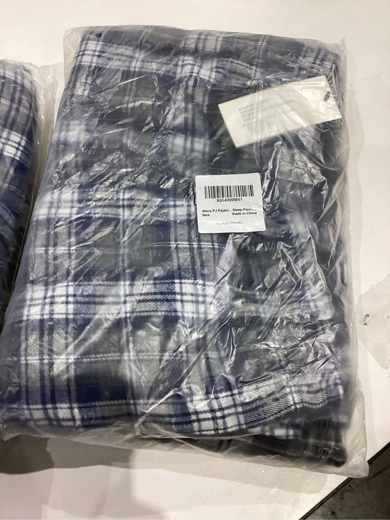 Condition photo showing Good Condition for Mens PJ Pajama Pants Elastic wasit Lounge Sleep Pants 2 Pack Blue White Plaid/Brown Black Plaid Large