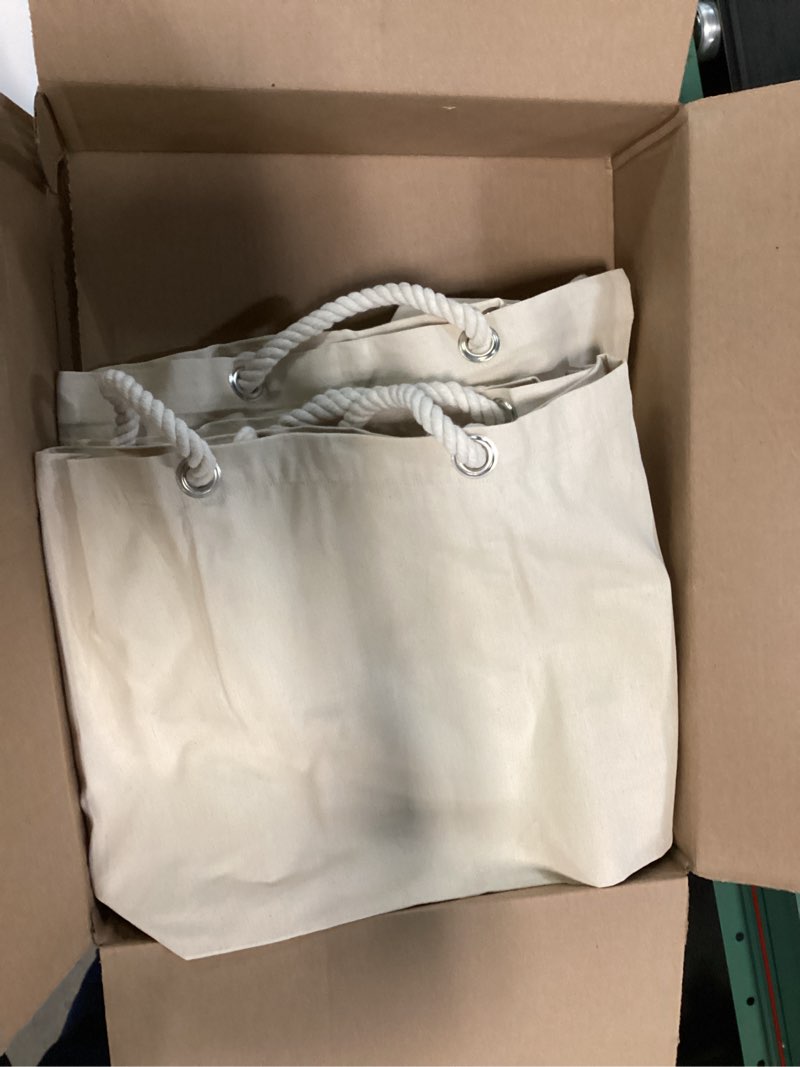 Condition photo showing Good Condition for 6 pack rope handle tote bags large tote bag with rope handles sturdy canvas reusable grocery shopping bags tote bag beach bag large (20"w x 15"h x 5"d)