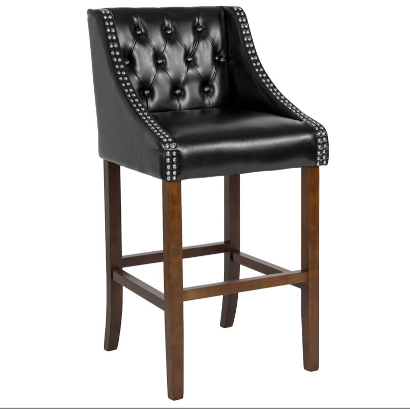 Flash Furniture Carmel Series 30  High Transitional Tufted Walnut Barstool 