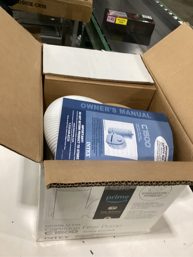 Condition photo showing Good Condition for INTEX 26635EG C1500 Cartridge Filter Pump for Above Ground Pools: 1500 GPH Pump Flow Rate – Improved Circulation and Filtration – Easy Installation – Improved Water Clarity – Easy-to-Clean