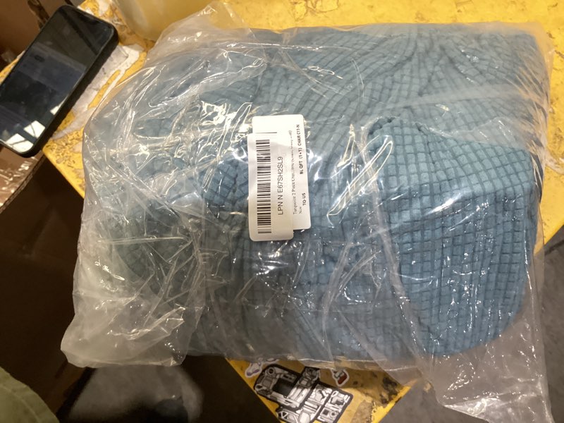 Condition photo showing As Is for turquoize 2 piece chair covers chair slipcovers for living room armchair couch cover chair sofa cover with individual cushion covers furniture cover for chairs feature thick fabric (chair, dusty blue) armchair (1 cushion) dusty blue