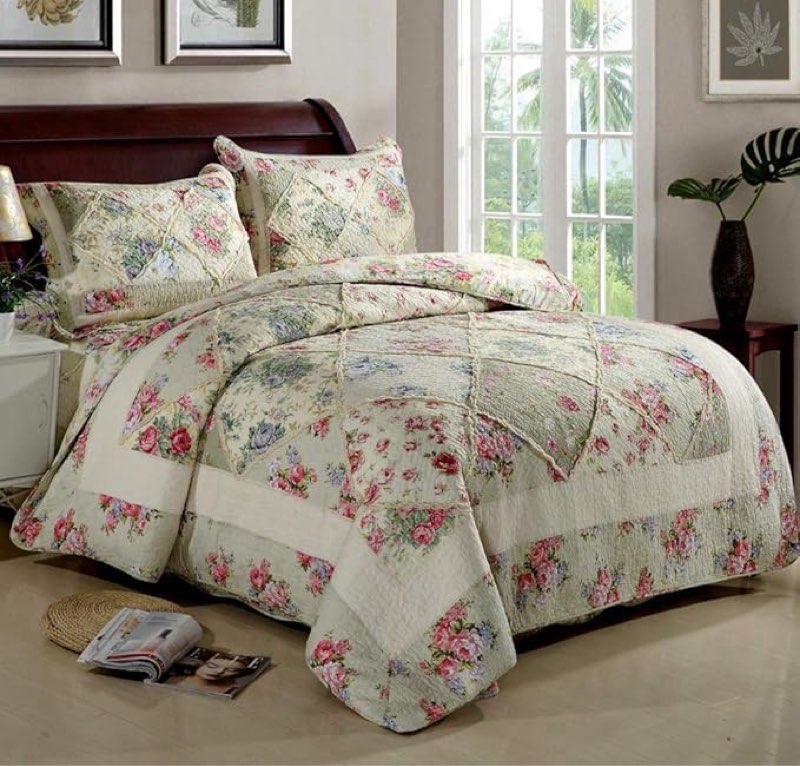 bedspreads double king size bedspread cotton patchwork quilts bedding throws set comforter and pillow shams,