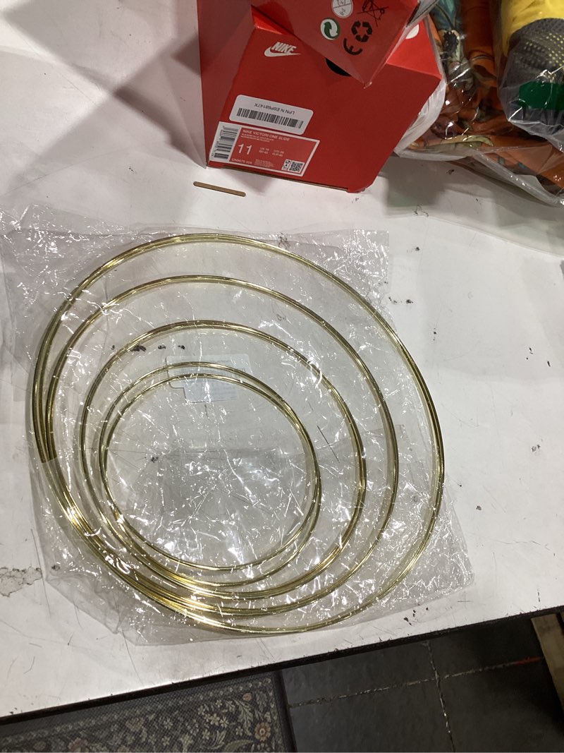 Condition photo showing Good Condition for 8 pack large metal floral hoop wreath macrame gold hoop rings(6 inch8 inch10 inch 12 inch) for making wedding wreath decor and diy dream catcher wall hanging crafts-gold