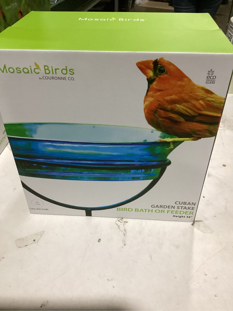 MOSAIC BIRDS CUBAN GARDEN STAKE BIRD BATH OR FEEDER