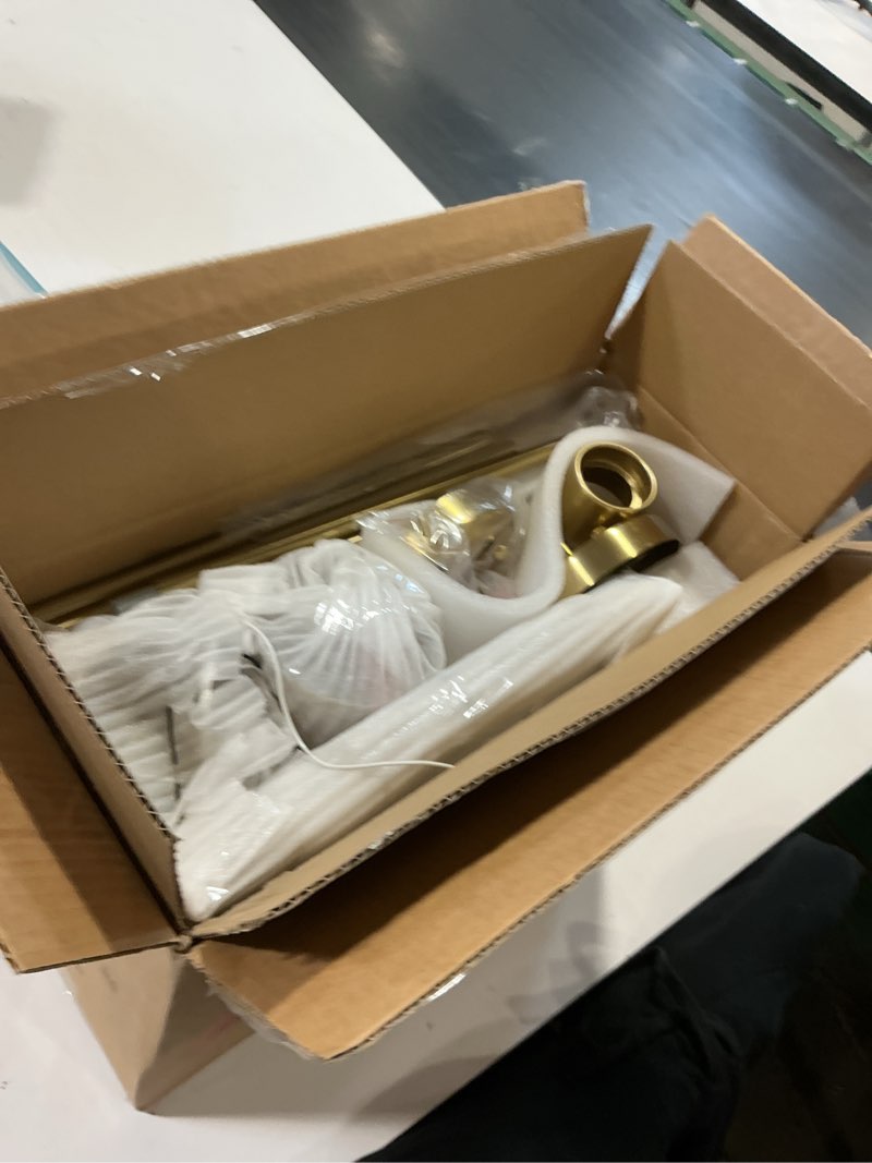 Condition photo showing Good Condition for gold pendant light, hwh hanging light fixture for kitchen island, bedroom, modern pendant light with milk white striped glass, gold finish, 5hzg107mil bg gold + milk white striped glass 5.6 inch | 1 pack