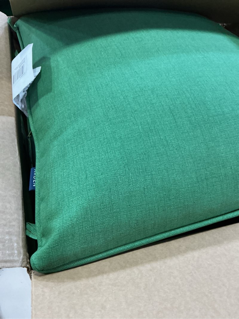Condition photo showing Good Condition for arden outdoor deep seat cushion set, 24 in x 24 in, weather-proof, rain-proof, fade resistant patio cushion for chair, sofa, and couch bright moss green leala polyfill bright moss green leala 1 pack