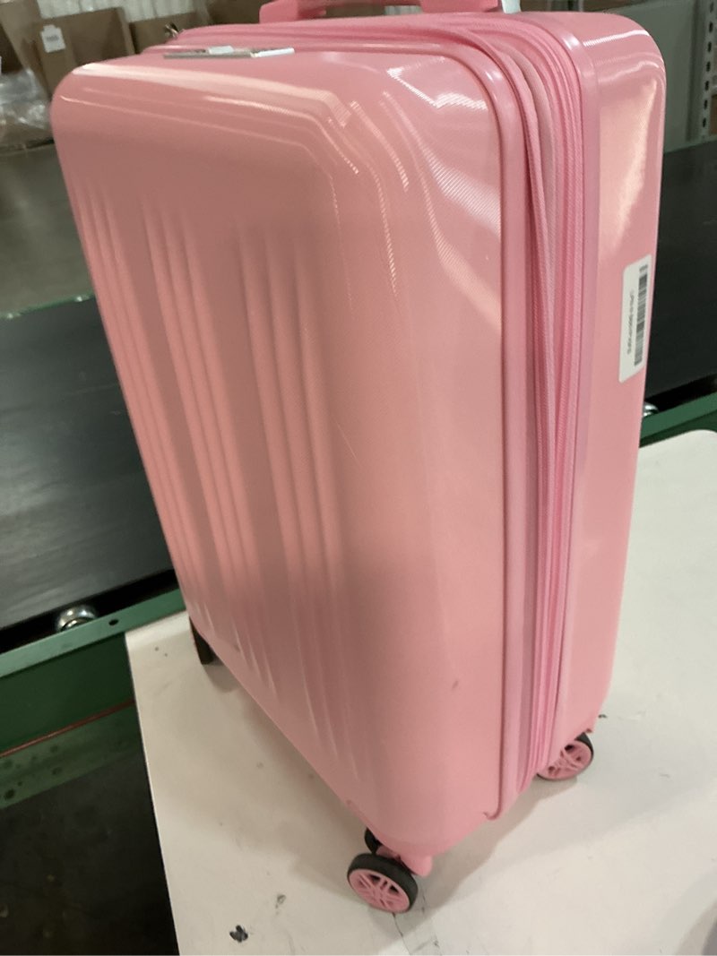 Condition photo showing As Is for kono small 20 inch expandable carry on luggage with quiet spinner wheels & tsa lock, scratch and drop resistant pc+abs hardside 22x14x9 airline approved suitcase, pink 20" pink