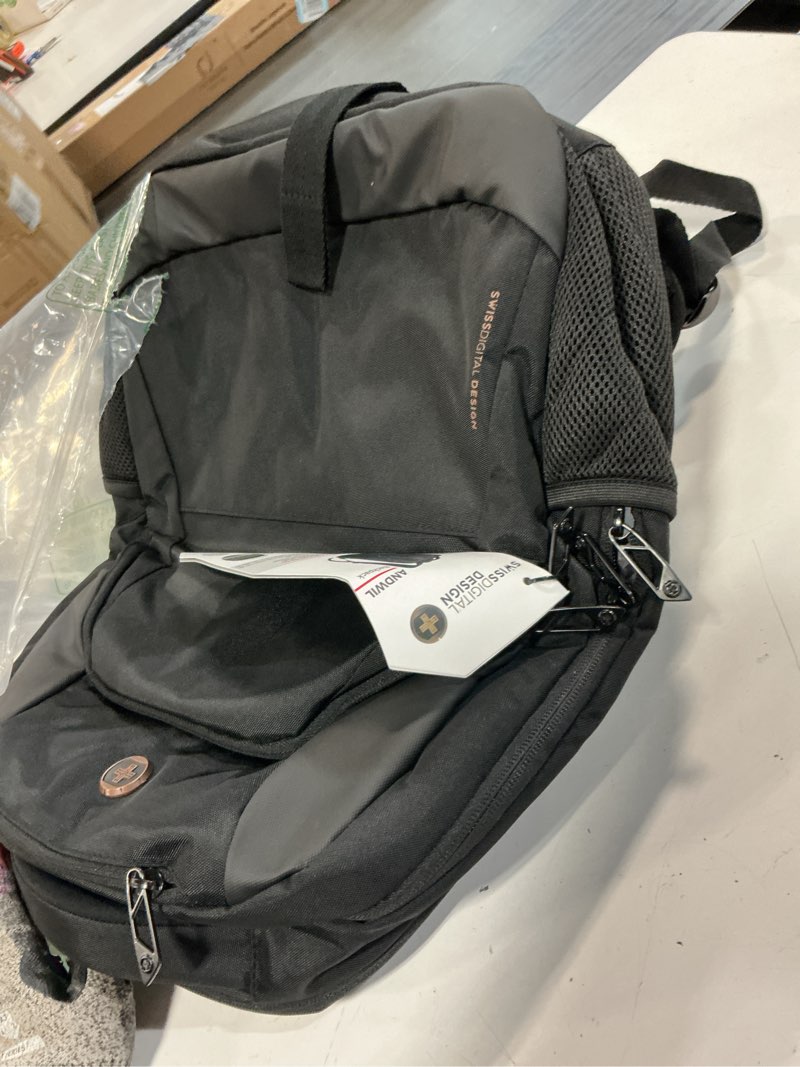 Condition photo showing Good Condition for swissdigital design business laptop backpack, college laptops backpack with usb charging port for men and women fits 16 inch notebook, black-finder color random | sd1670bt013-01 black-finder 16 inches