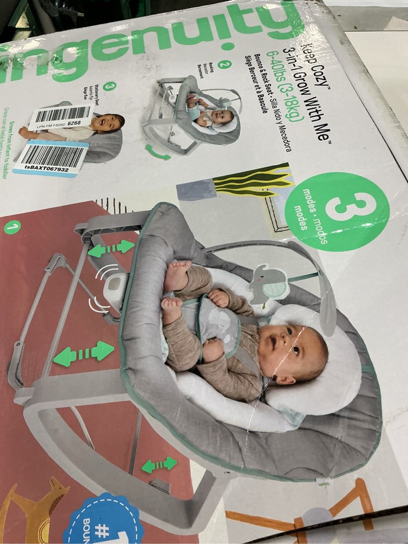Condition photo showing Good Condition for ingenuity keep cozy 3-in-1 grow with me vibrating baby bouncer, seat & infant to toddler rocker, vibrations & -toy bar, 0-30 months up to 40 lbs (weaver)