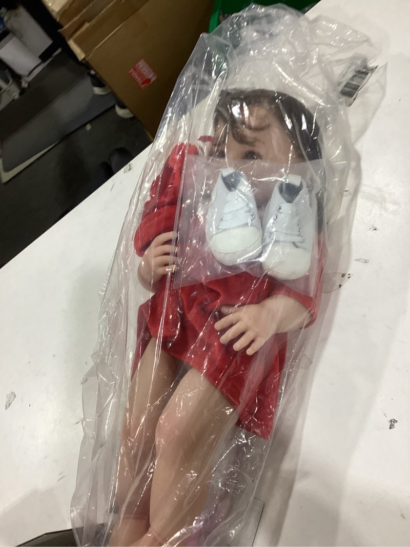 Condition photo showing New/Like New for 22 Inch Reborn Baby Doll for Girls, for Kids Ages 3+ Year Old Girls, Realistic Newborn Baby Toy with Soft Vinyl Body & Smiling Face, Strawberry Bear Bath Time Companion