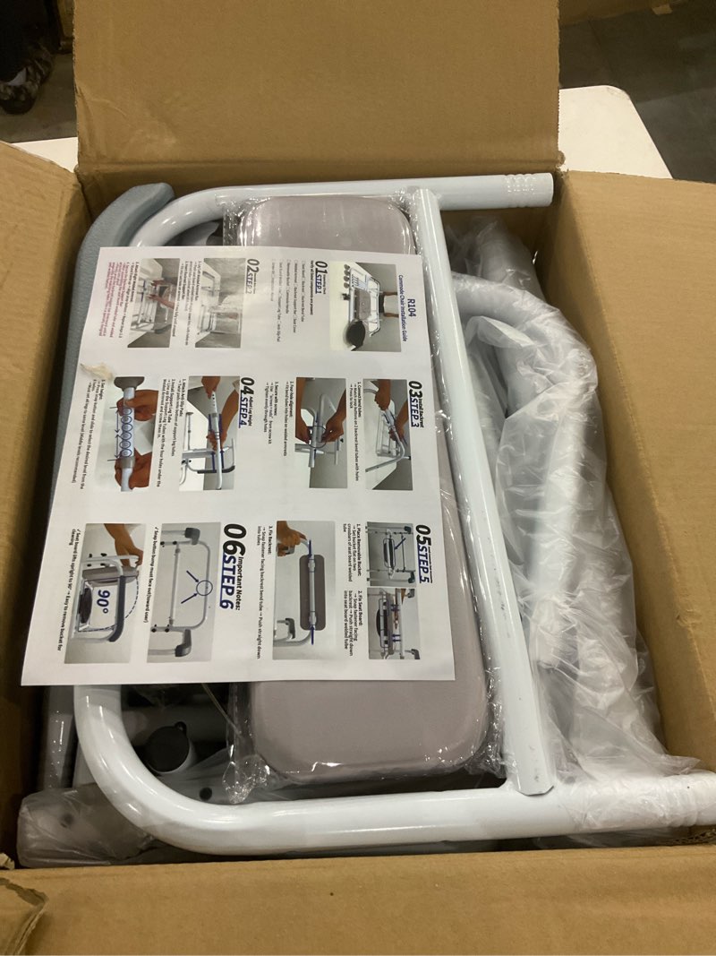 Condition photo showing New/Like New for Adjustable Medical Bedside Commode Chair with Padded Backrest, Height Adjustable, Drop Arm Support