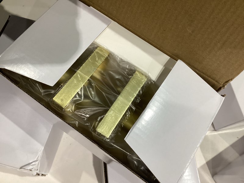 Condition photo showing Good Condition for Haidms Gold Passage Door Knobs Interior, Zinc Alloy Brushed Gold Closet Door Knobs, Heavy Duty Round Brushed Brass Doorknobs for Hall Closet,Hallway Passage Gold