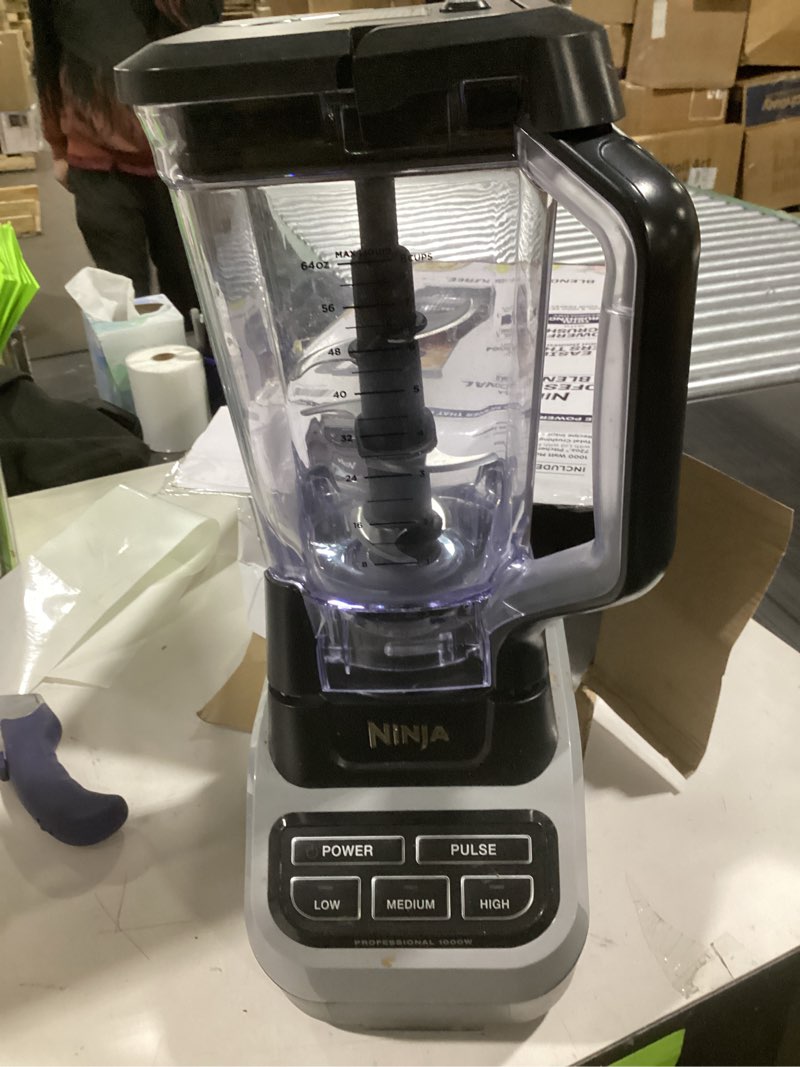 Condition photo showing As Is for Ninja Professional Blender 1000W, Total Crushing Technology- Smoothies, Ice Crushing & Frozen Fruit, Full-Size Countertop Blender, 72-oz. Pitcher, Black & Grey, BL610 Generation 2 (1000 Watts)