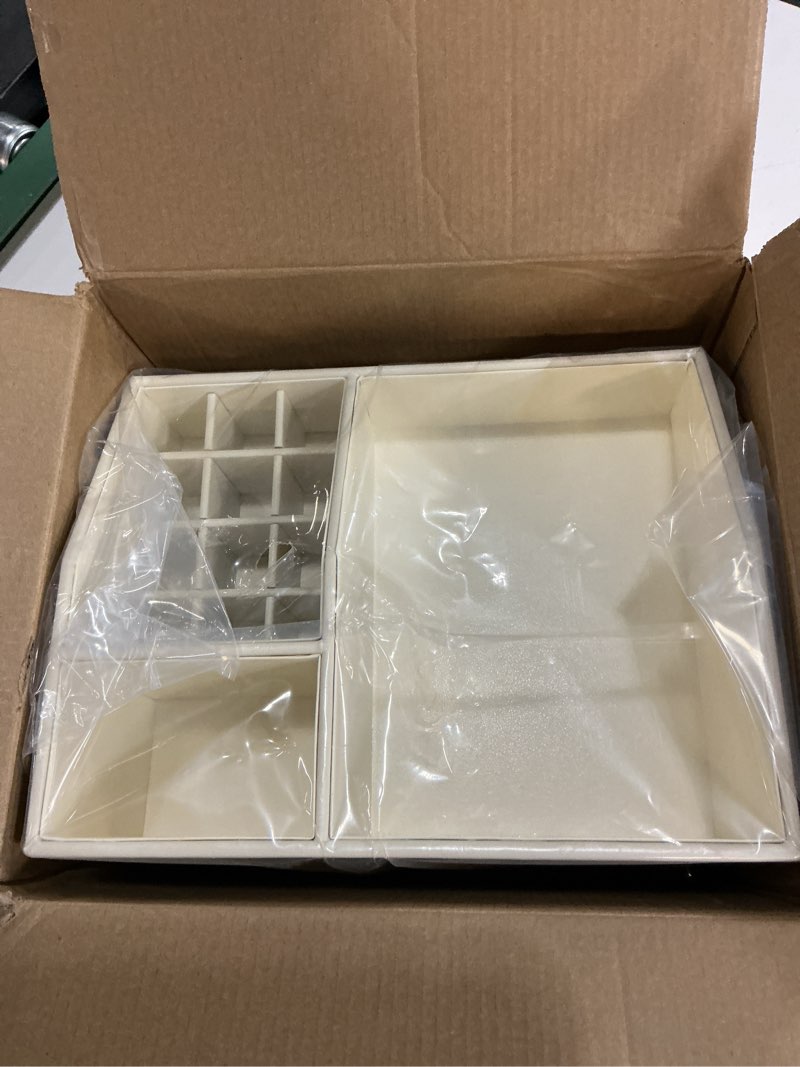 Condition photo showing Good Condition for VLANDO Makeup Organizer for Vanity,Large Capacity Countertop Organizer with Drawers, PU Leather Cosmetic Display Case for Lipstick,Brushes,Skincare,Bedroom Storage (Beige) 3 layers-Beige