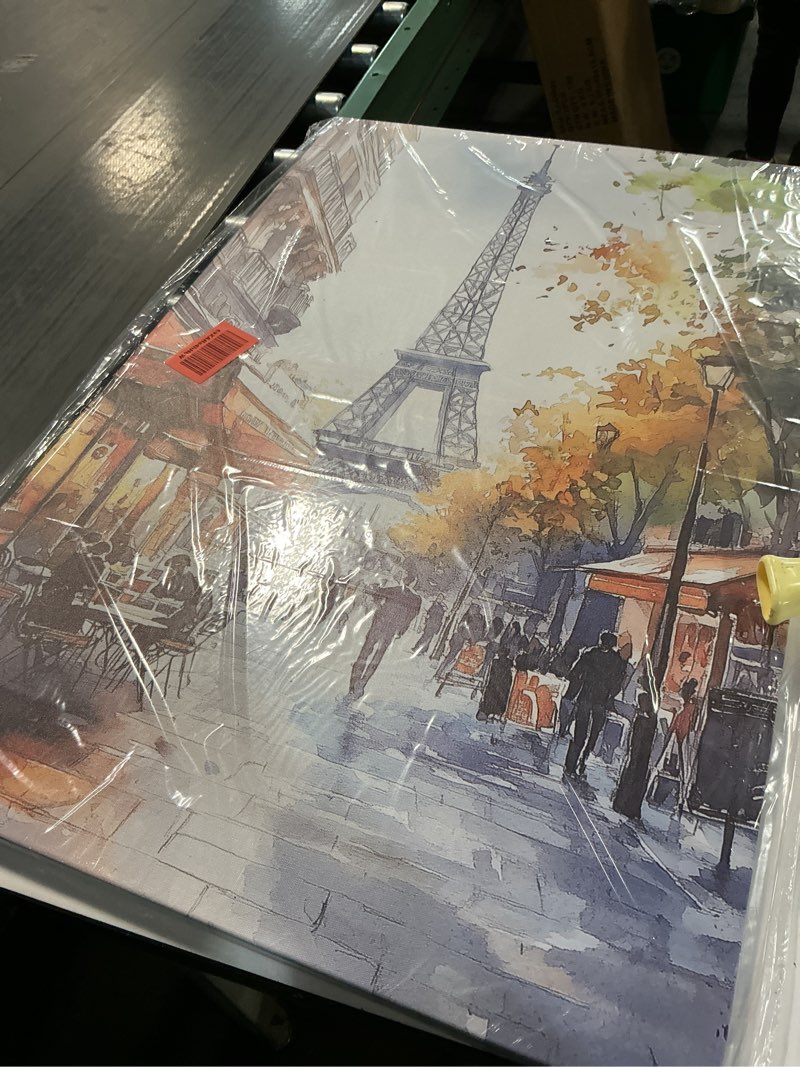 Condition photo showing Good Condition for ZHOUWALLPIC Paris Canvas Wall Art Eiffel Tower Pictures City Landscape Prints France Landscape Artwo