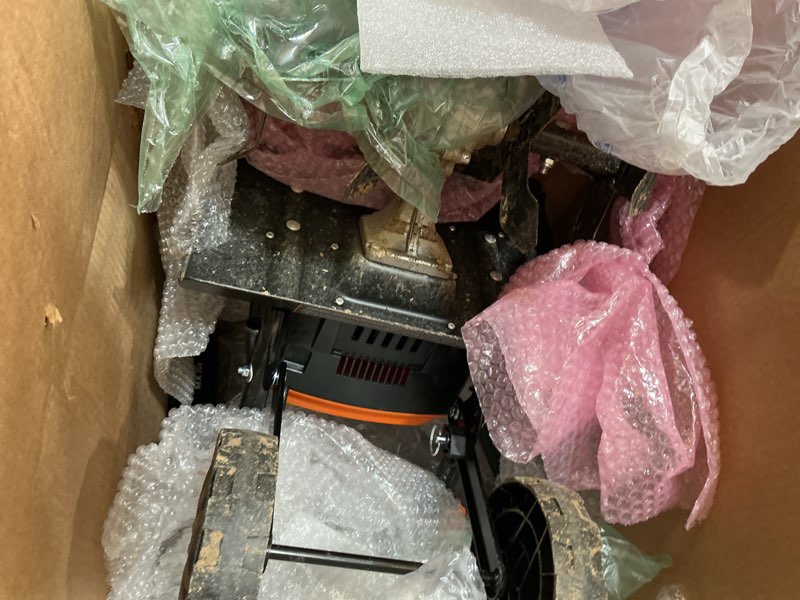 Condition photo showing As Is for lawnmaster brushless 48v max cordless tiller cultivator with 2x max 24v 4.0ah battery& 1x mx24v dual port charger, 4x blade, 14.5in width & 9in depth-clte4814 14-inch-new
