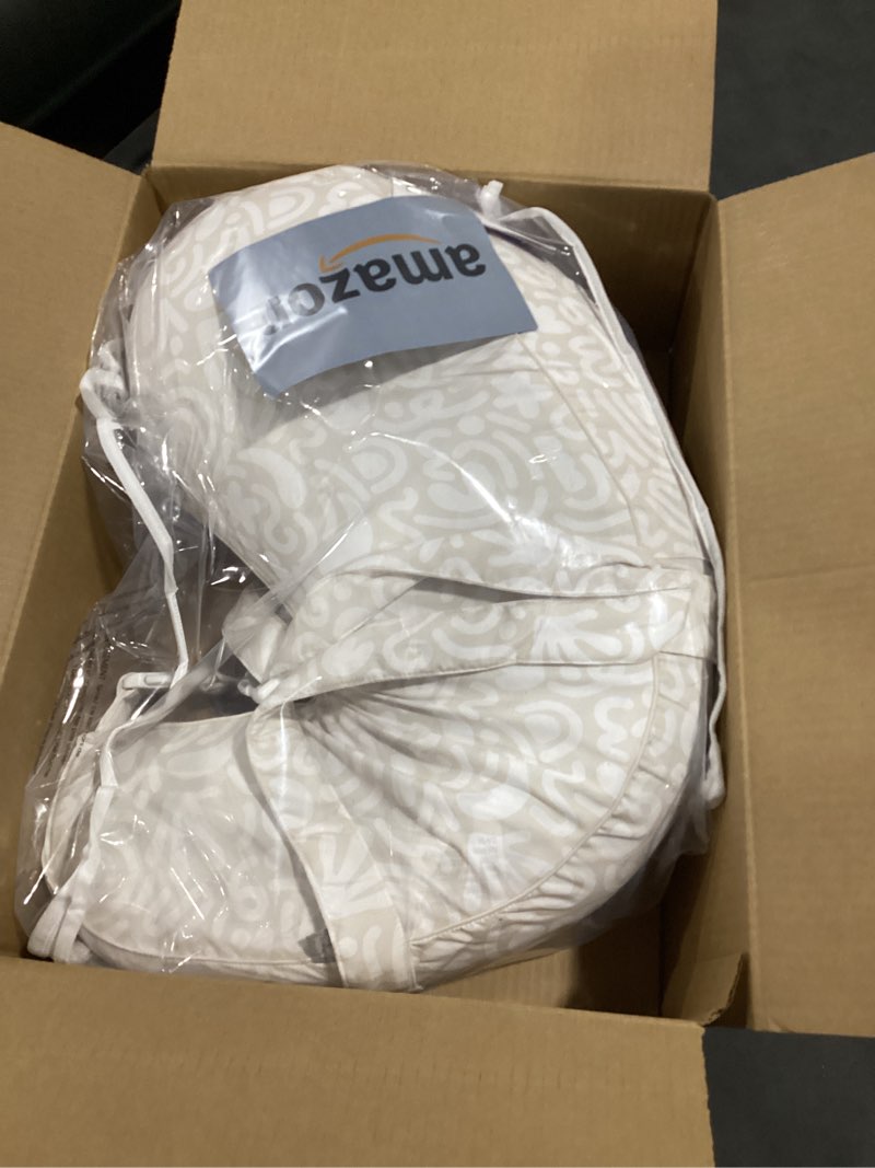Condition photo showing Good Condition for boppy uplift nursing pillow - wedge bottle & breastfeeding pillow to reduce spit-up and reflux symptoms, with body-inclusive opening and belt, baby safety alliance verified - cream retro squiggles pillow cream retro squiggles