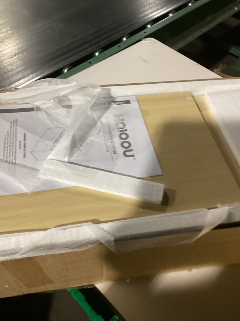 Condition photo showing Good Condition for HAIOOU Fluted Bathroom Wall Cabinet with Motion Sensor Light, Curved Profile Wooden Medicine Cabinet Wall Mounted Cupboard, Wave Like Over Toilet Storage Cabinet with Buffering Hinges - Natural