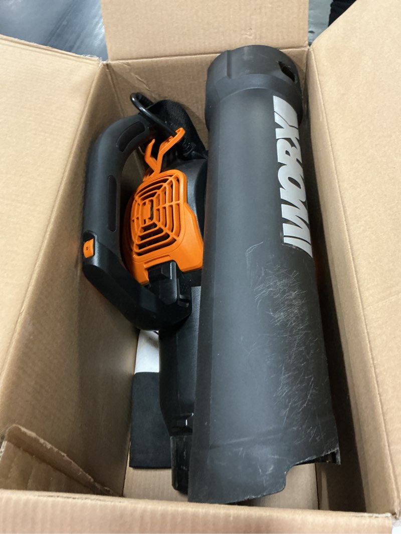 Condition photo showing As Is for WORX 12 Amp Trivac 3-in-1 Electric Leaf Blower/Mulcher/Yard Vacuum - WG512