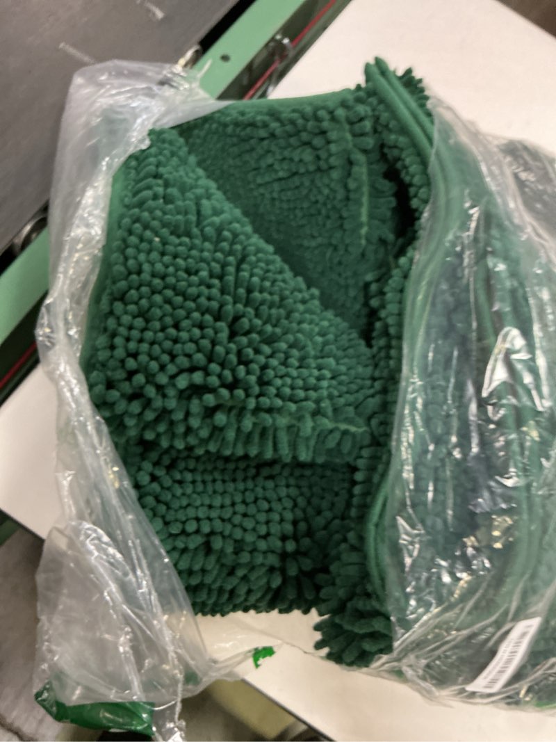 Condition photo showing Good Condition for HOMEIDEAS 3 Pieces Bathroom Rugs, Ultra Soft Non Slip Absorbent Chenille Toilet Bath Mat Set (Dark Green) 17"x24"+20"x32"+U Shape 20"x24" Green-dark Green